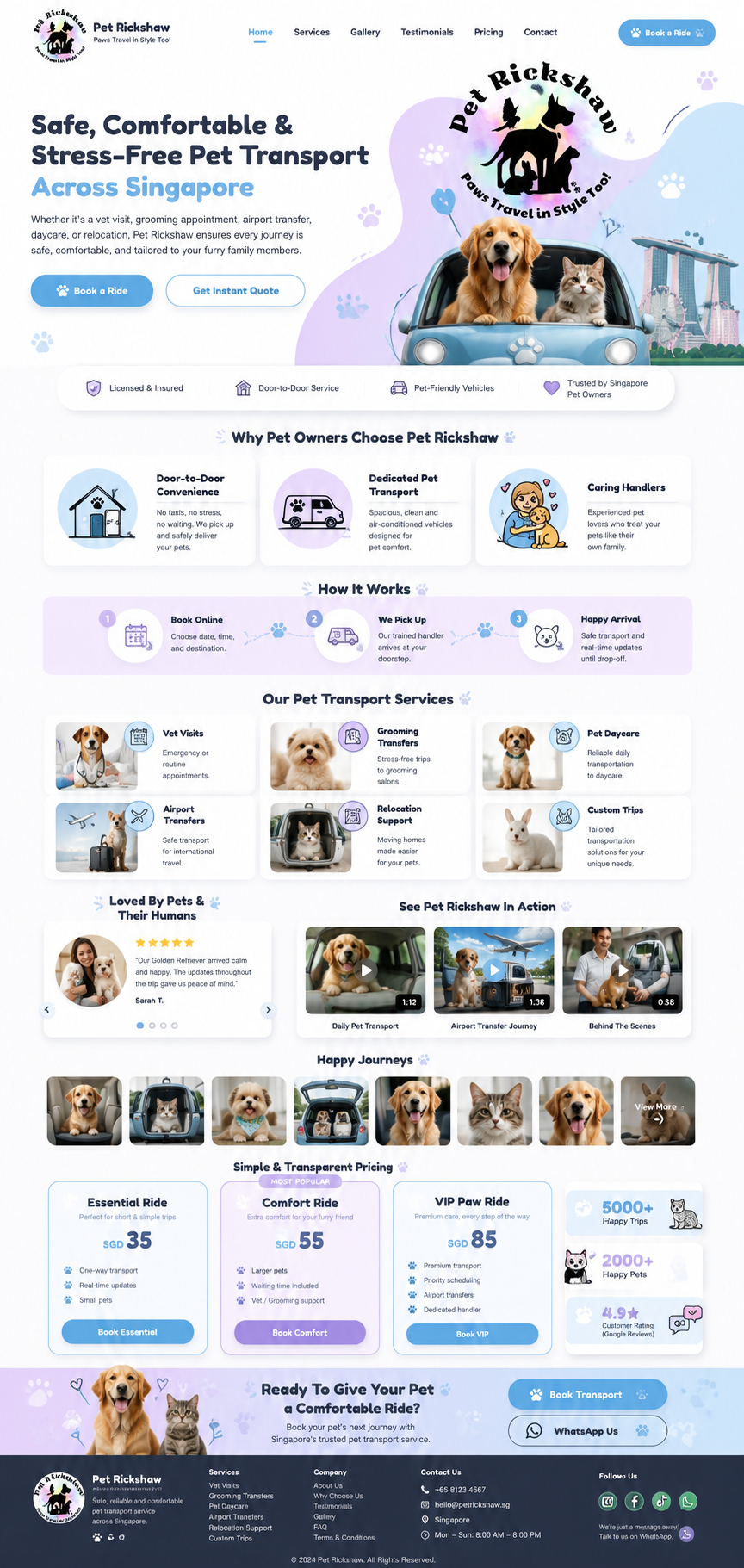 Pet Rickshaw Landing Page Mockup